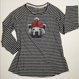 Columbia Bear in a Beanie Striped Top